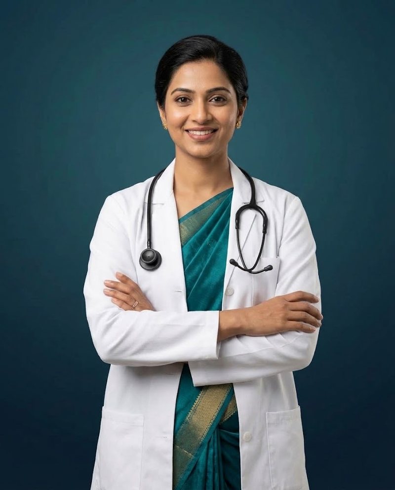 Doctor in a white coat with a stethoscope